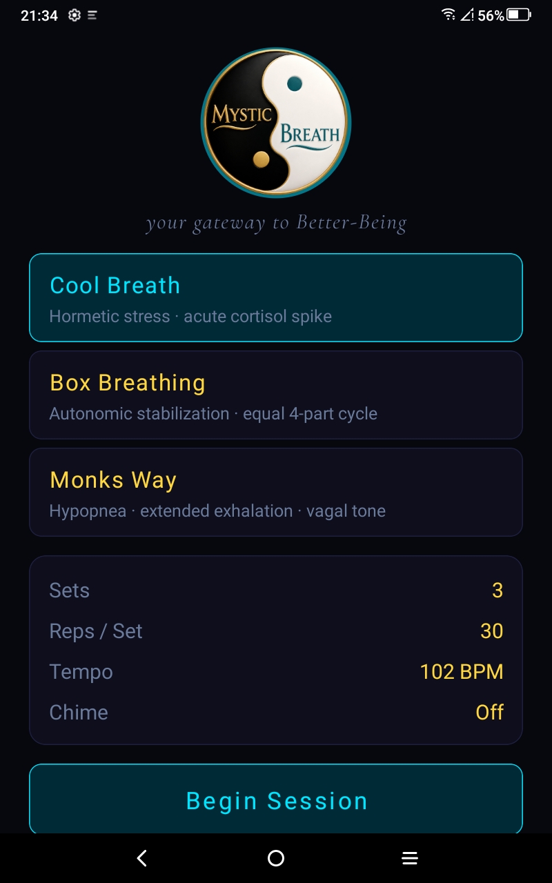 Mystic Breath App Interface
